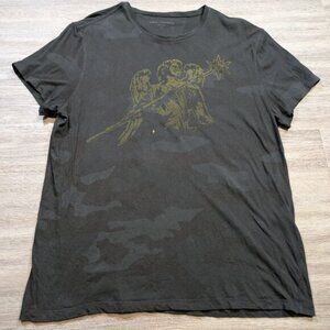 John Varvatos Men's XL Camo Black Grey Graphic T Shirt Angel